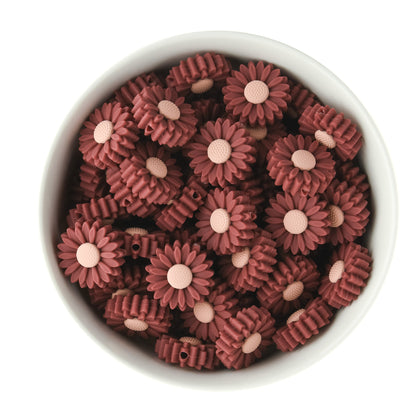 Silicone Focal Beads Daisies Rosewood from Cara & Co Craft Supply