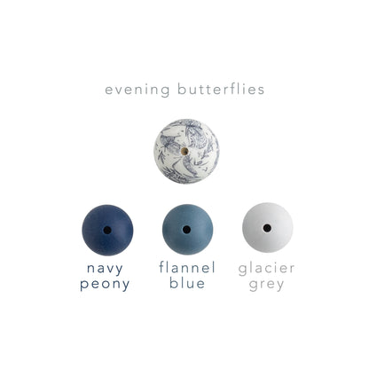 19mm Round Silicone Print Beads Color Comparison Evening Butterflies