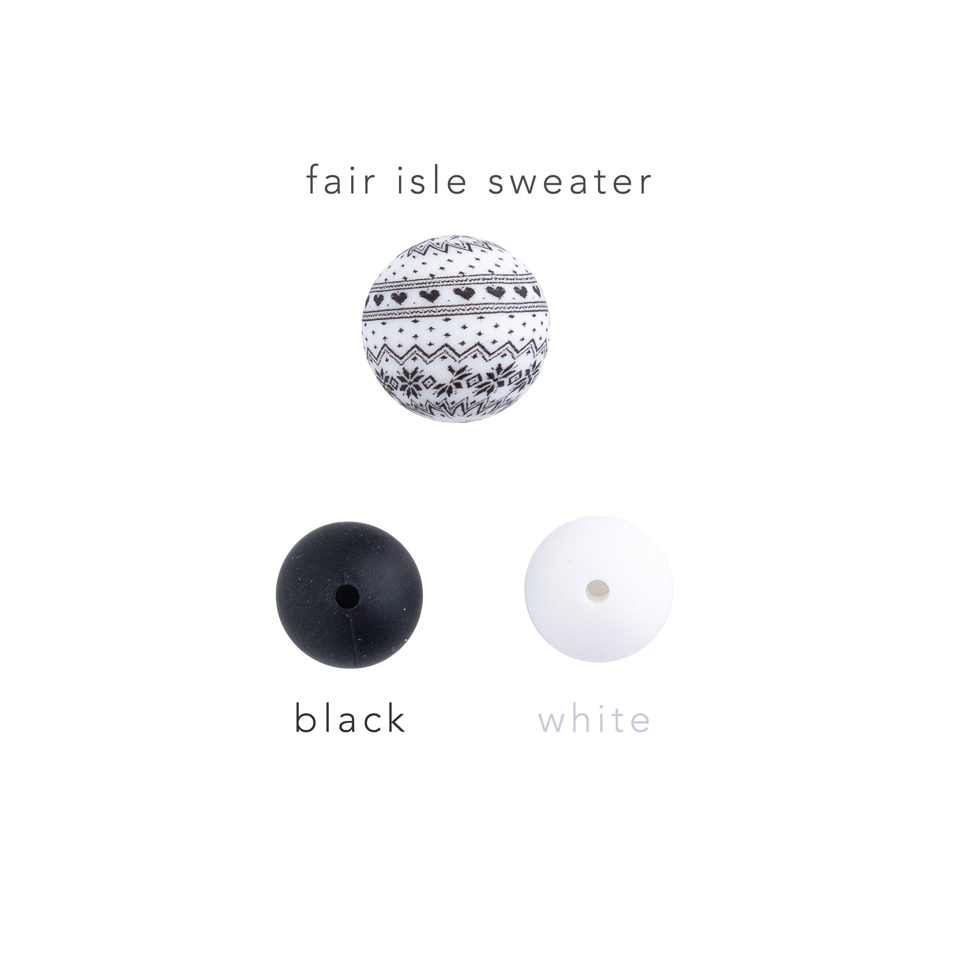 19mm Round Silicone Print Beads Color Comparison Fair Isle Sweater