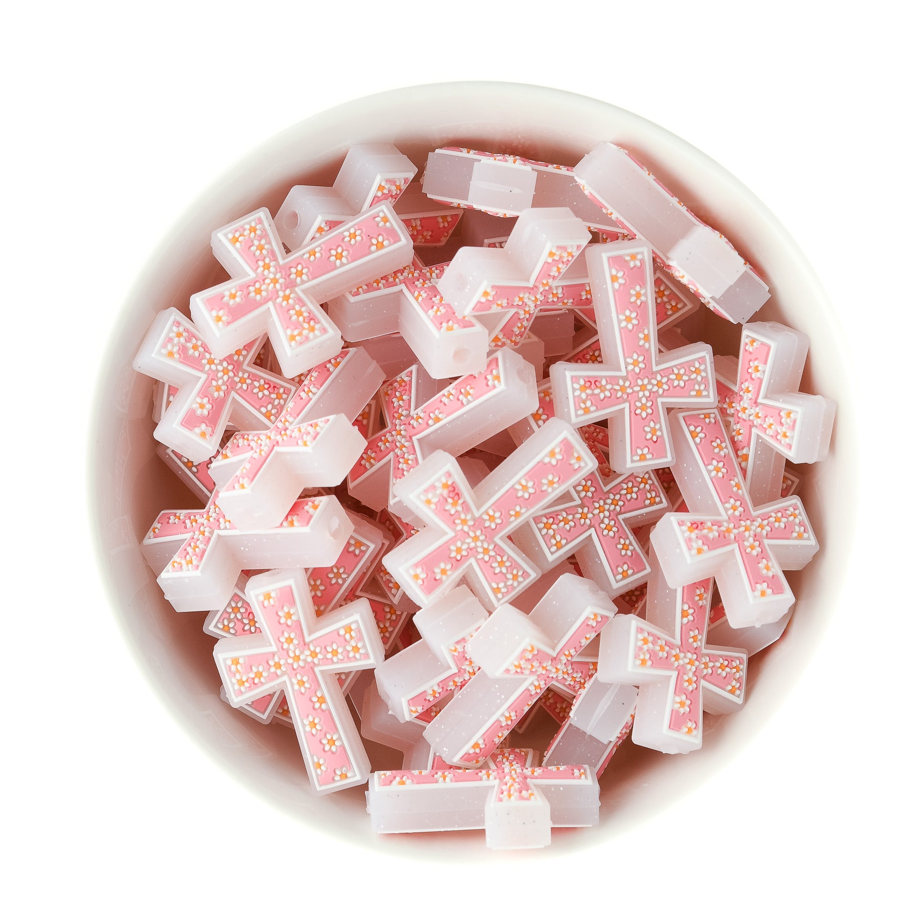 Starburst Floral Cross Silicone Beads