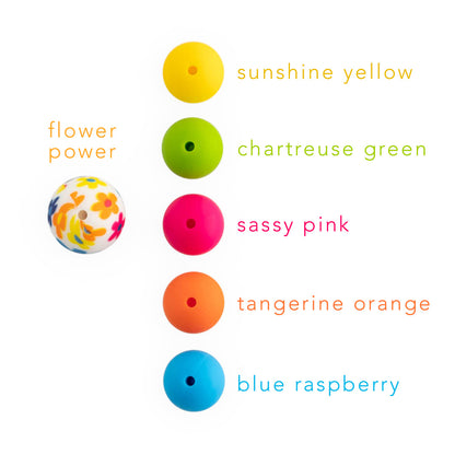 19mm Round Silicone Print Beads Color Comparison Flower Power