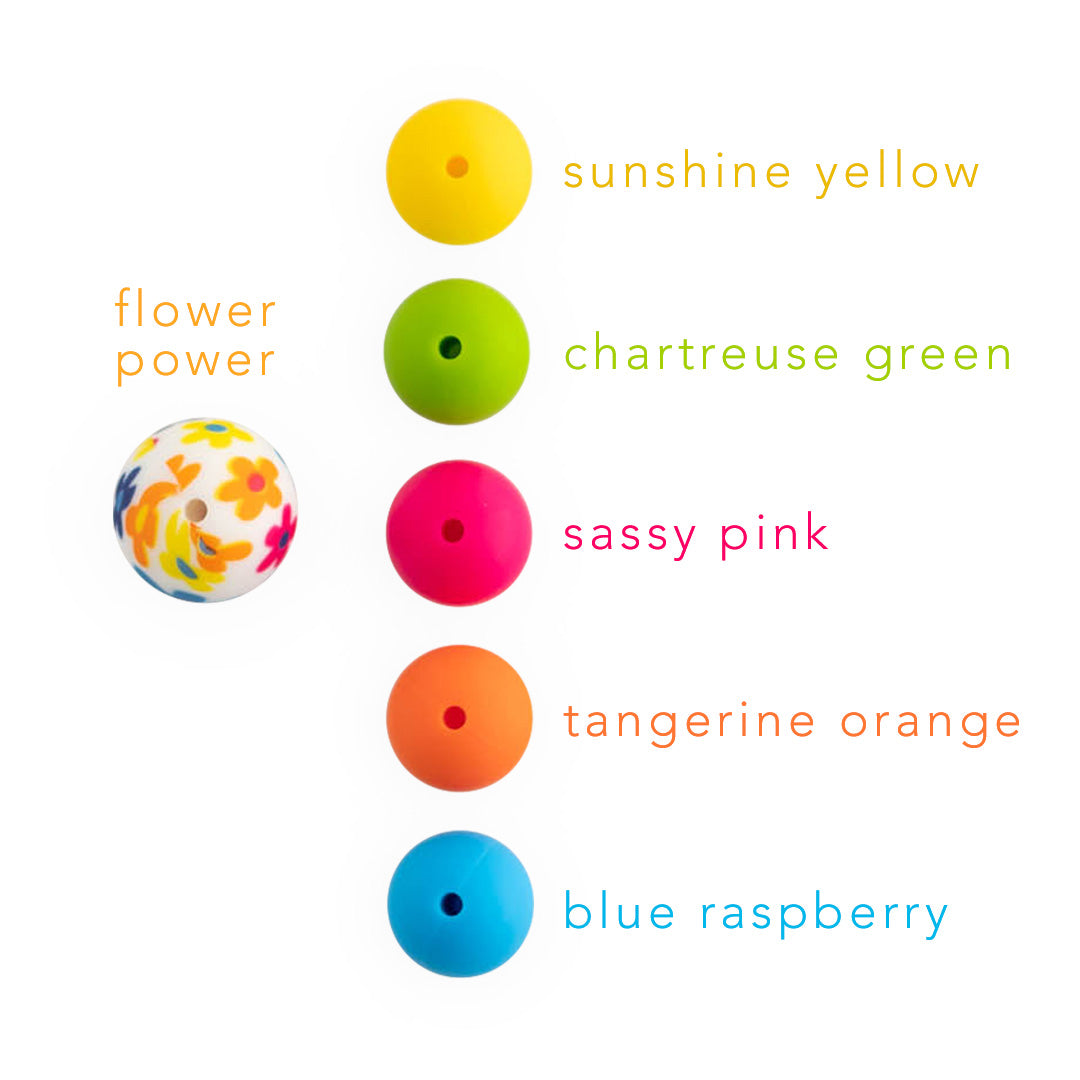 15mm Round Silicone Print Beads Color Comparison Flower Power