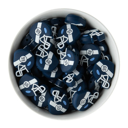 Silicone Focal Beads Football Helmet Navy Peony from Cara & Co Craft Supply