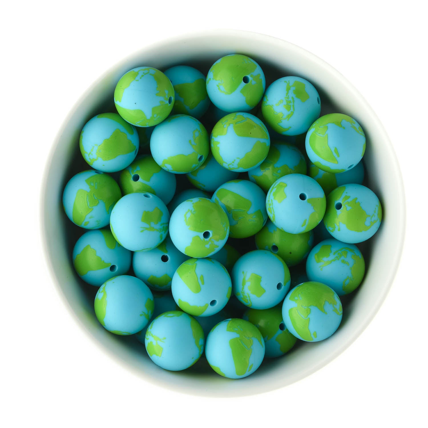 19mm Silicone Round Print Beads Globe Blue Raspberry from Cara & Co Craft Supply