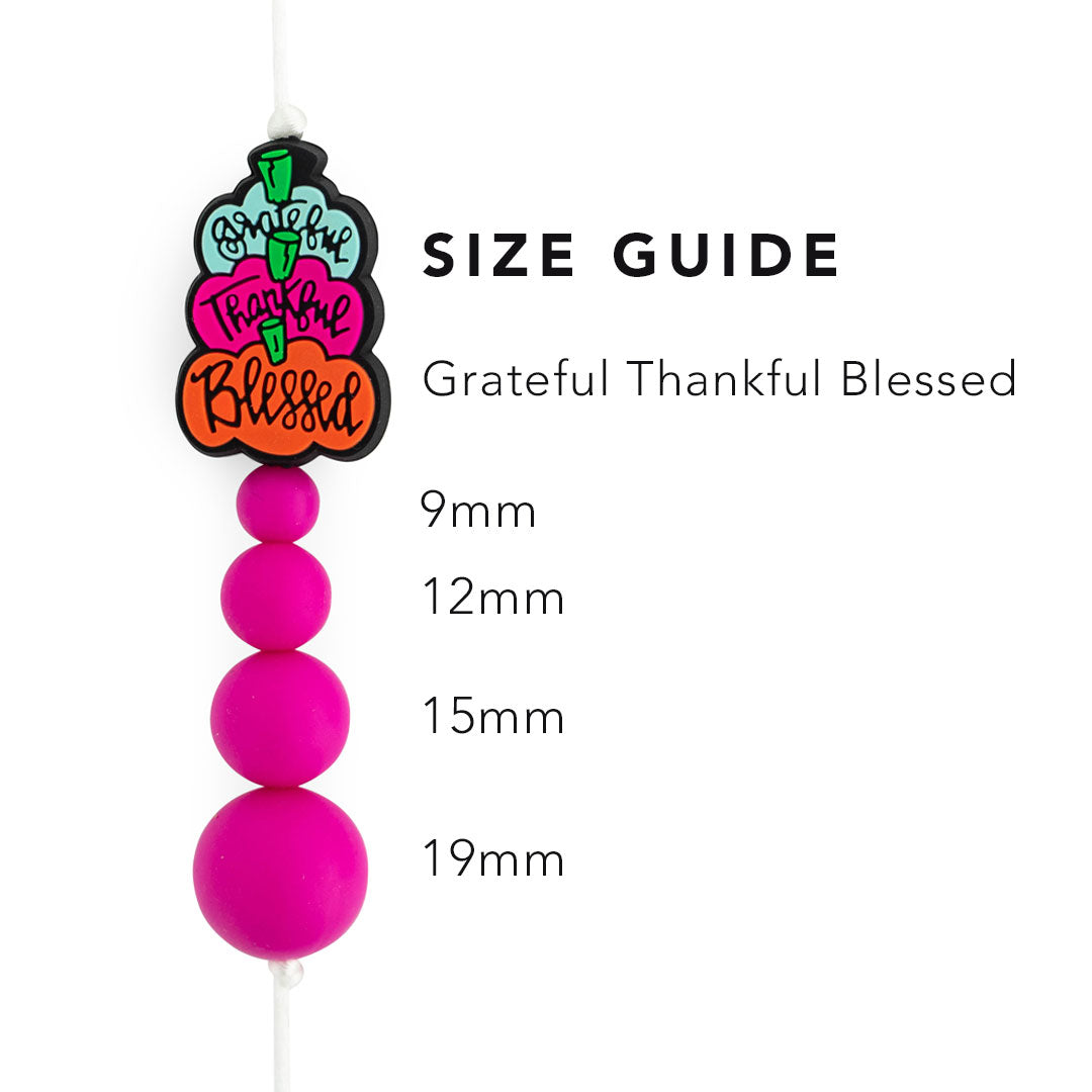 Silicone Focal Beads Grateful Thankful Blessed from Cara & Co Craft Supply