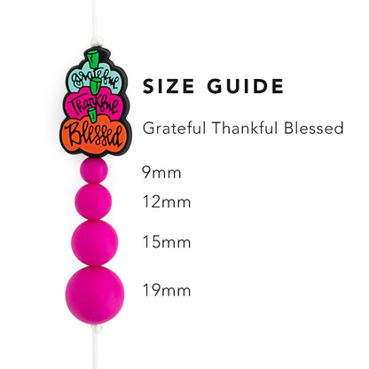 Silicone Focal Beads Grateful Thankful Blessed from Cara & Co Craft Supply