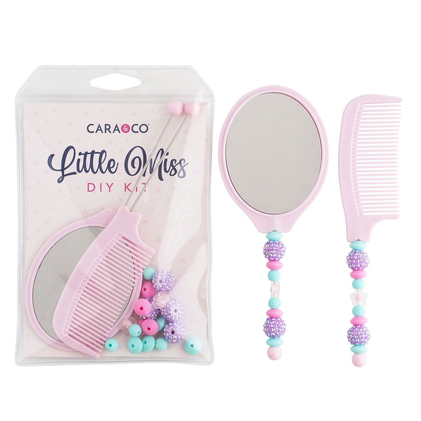 Little Miss DIY Kit Beadable mirror and comb with silicone and acrylic beads