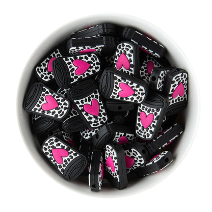 Fuchsia Love Latte Silicone Focal Beads