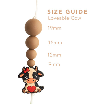 Loveable Cow Valentine's themed silicone beads