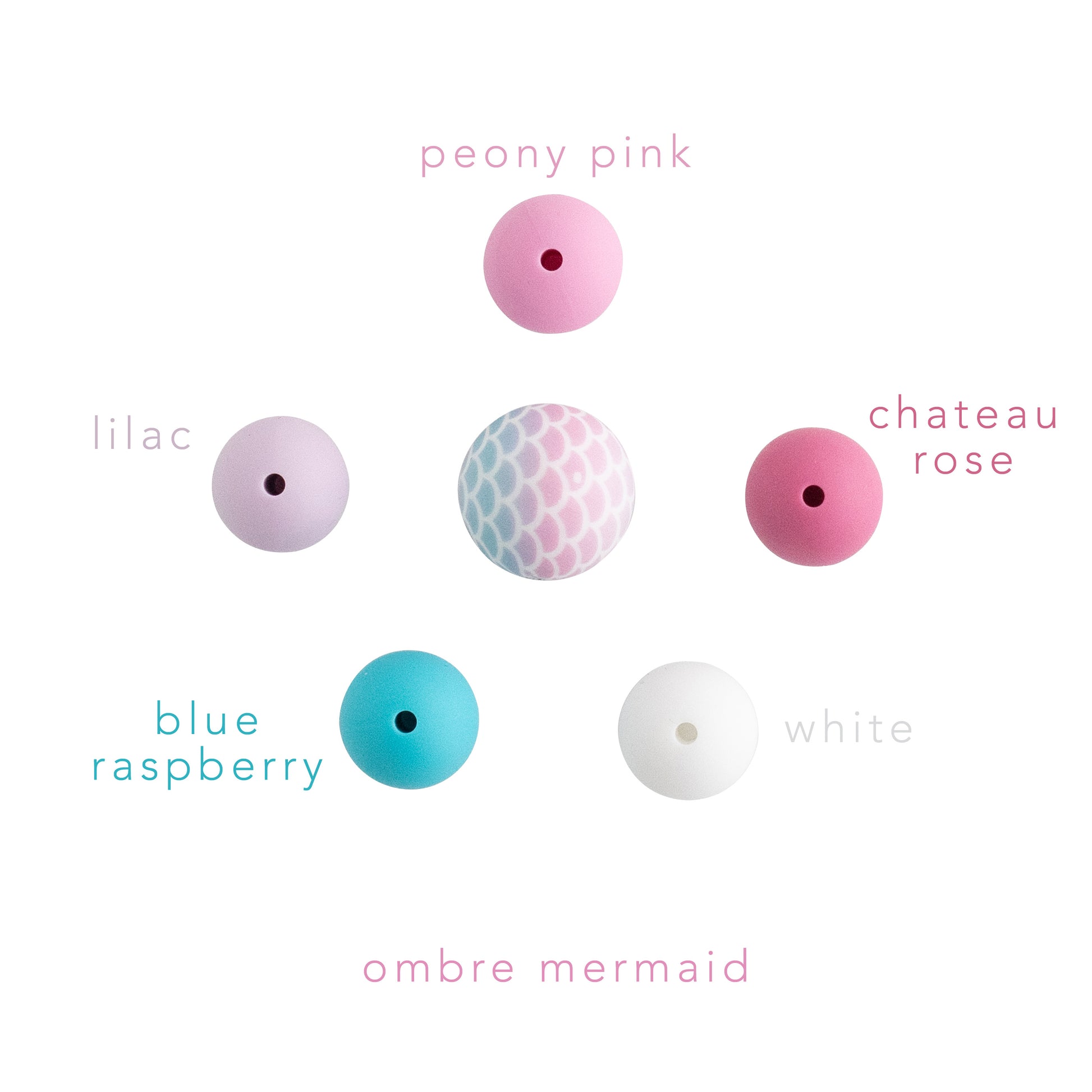 12mm Round Silicone Print Beads Color Comparison Ombre Mermaid