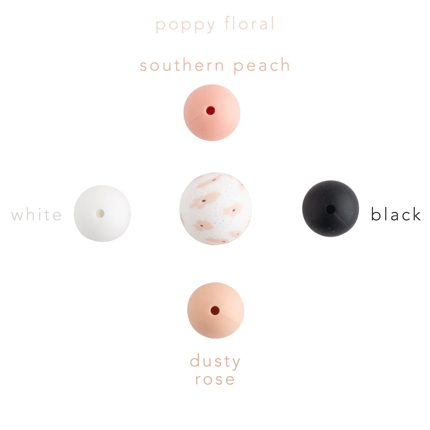 12mm Round Silicone Print Beads Color Comparison Poppy Floral