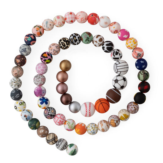 Silicone Round Beads Sample Print Cord from Cara & Co Craft Supply