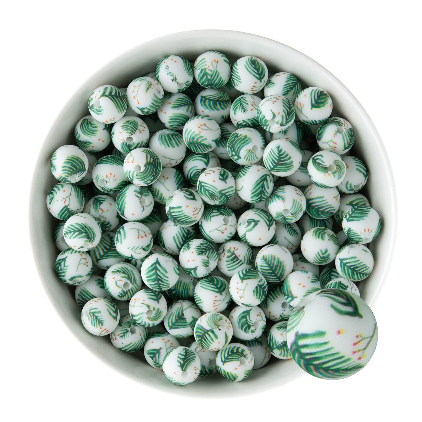 12mm Silicone Round Print Beads Berry & Branches from Cara & Co Craft Supply