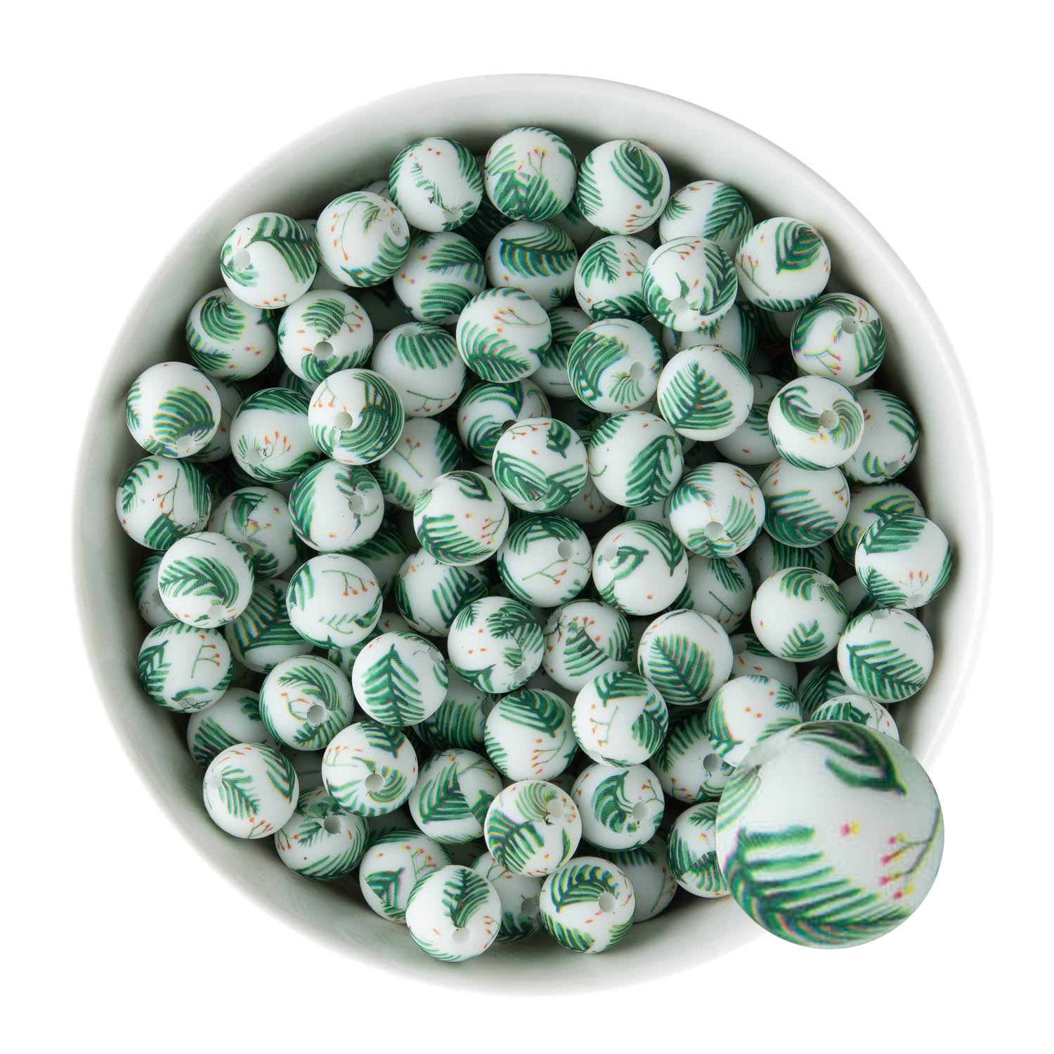 12mm Silicone Round Print Beads Berry & Branches from Cara & Co Craft Supply