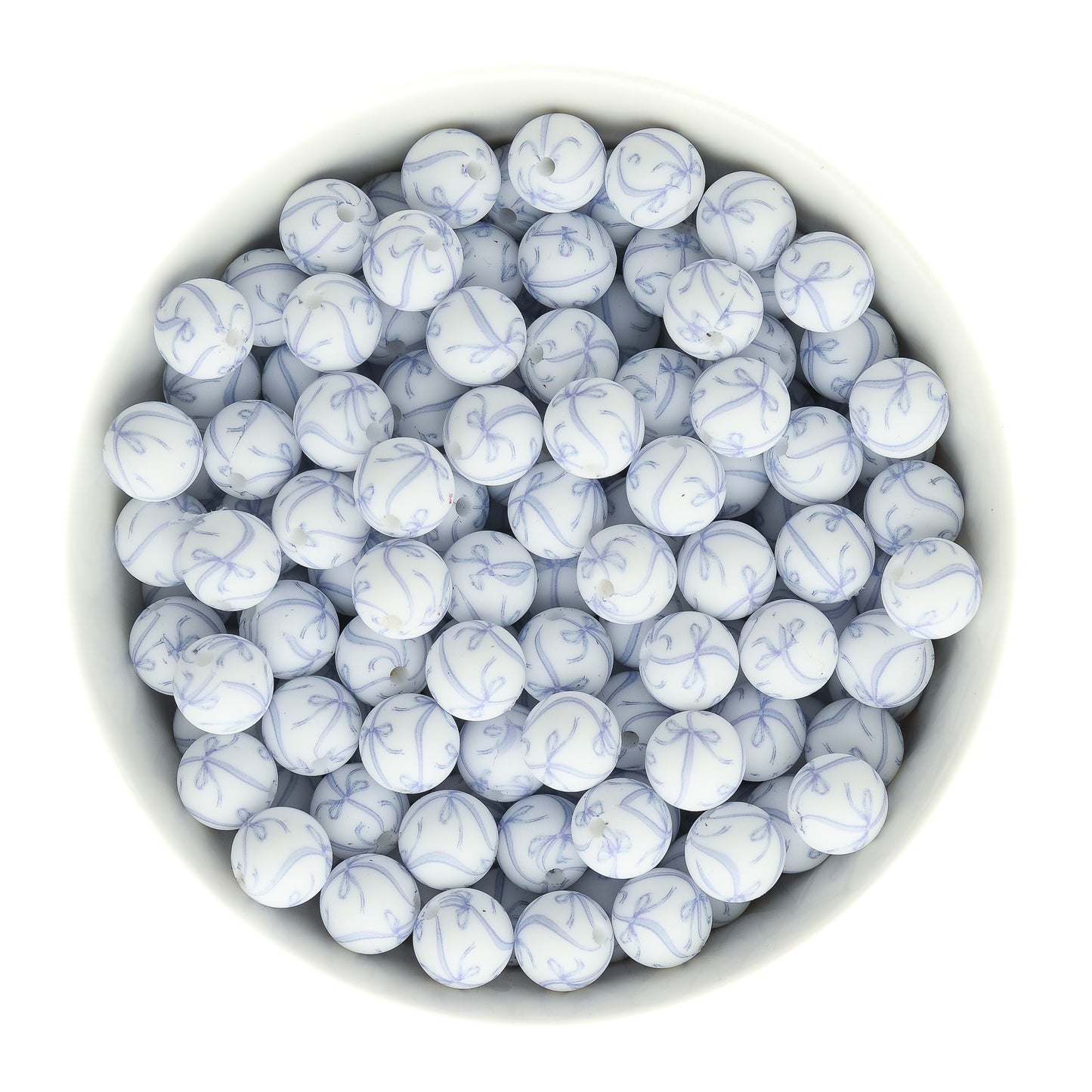 12mm Round Print Ribbons and Bows Silicone Beads for crafting from Cara & Co Craft Supply