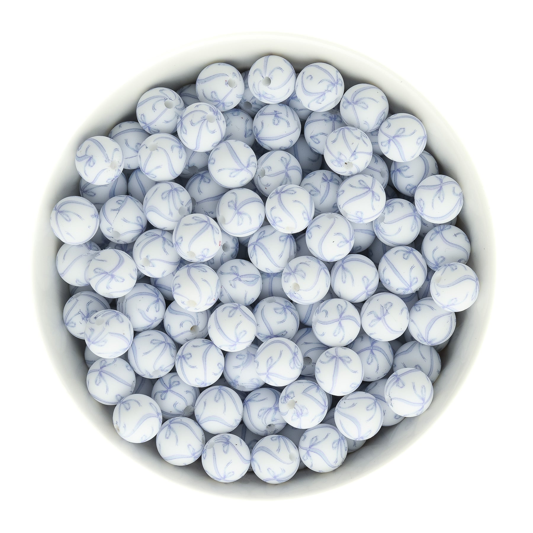 12mm Round Print Ribbons and Bows Silicone Beads for crafting from Cara & Co Craft Supply