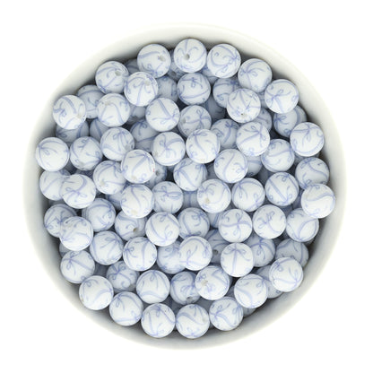 12mm Round Print Ribbons and Bows Silicone Beads for crafting from Cara & Co Craft Supply