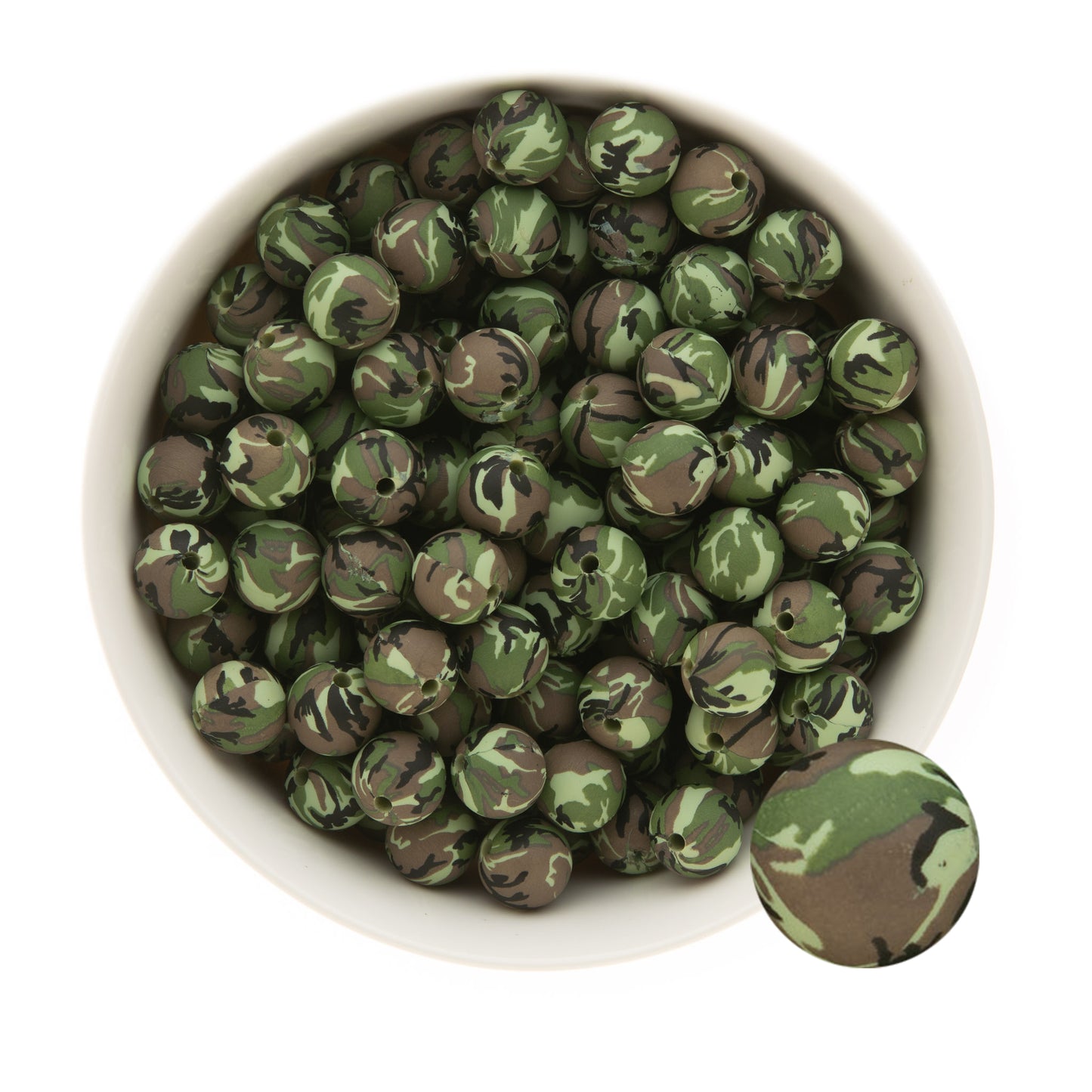 12mm Silicone Round Print Beads Camo from Cara & Co Craft Supply