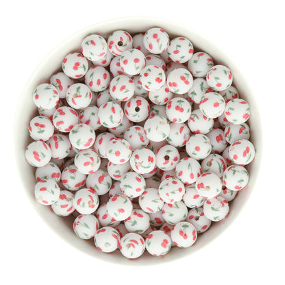 12mm Round Print Sweet Cherries Silicone Beads for crafting from Cara & Co Craft Supply