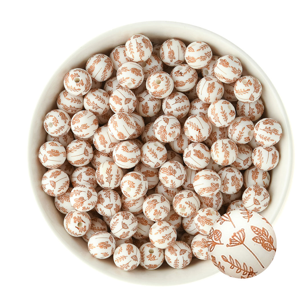 12mm Silicone Round Print Beads Heirloom from Cara & Co Craft Supply