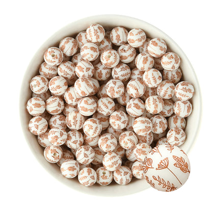 12mm Silicone Round Print Beads Heirloom from Cara & Co Craft Supply