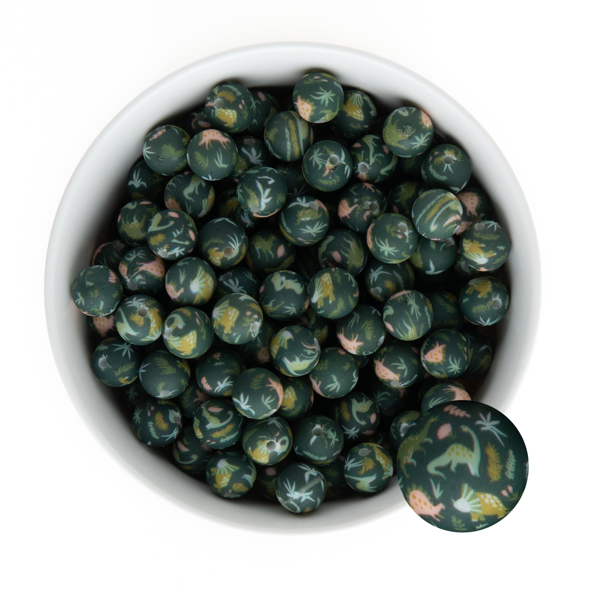 12mm Silicone Round Print Beads Jurassic from Cara & Co Craft Supply