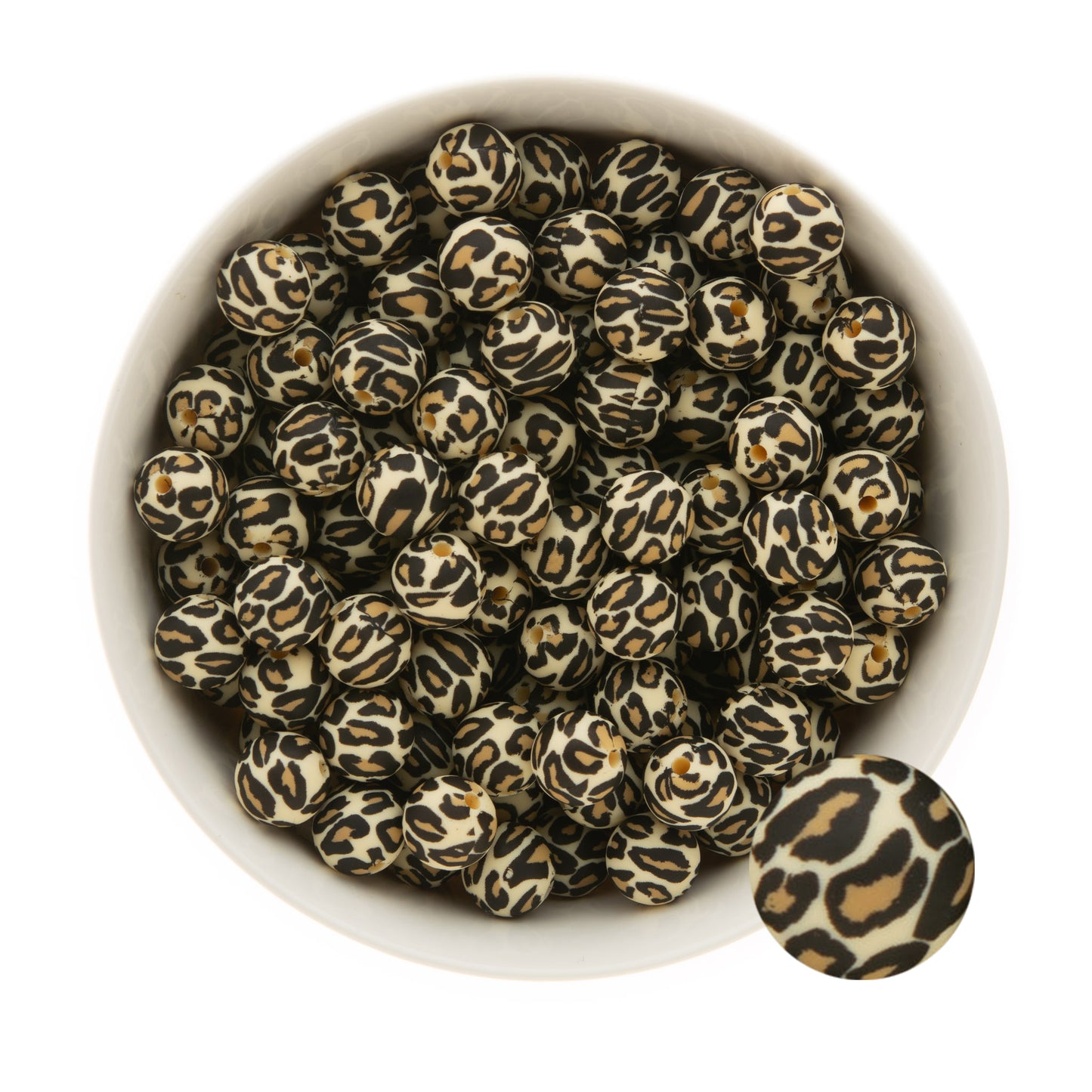 12mm Silicone Round Print Beads Leopard from Cara & Co Craft Supply