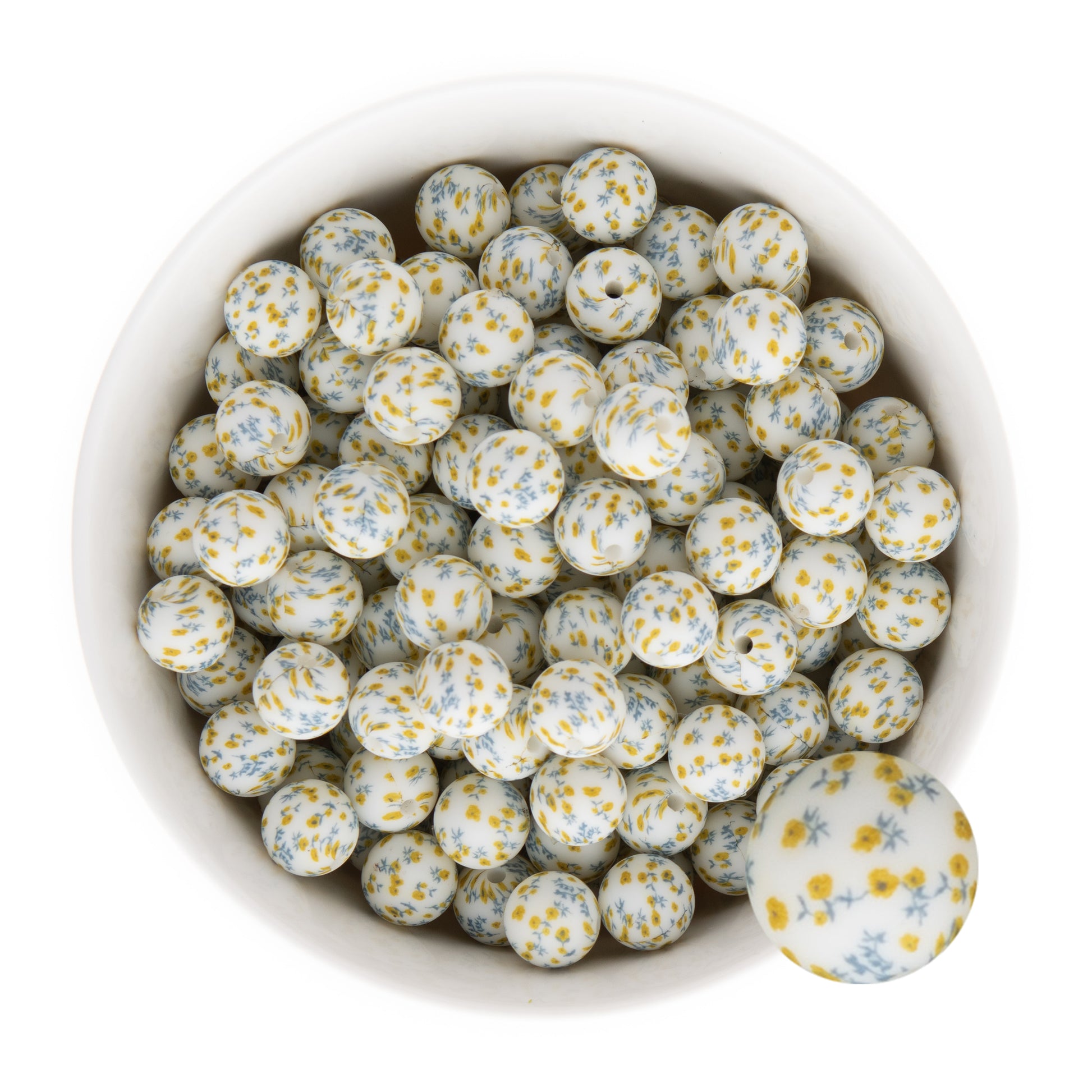 12mm Silicone Round Print Beads Prairie Floral from Cara & Co Craft Supply