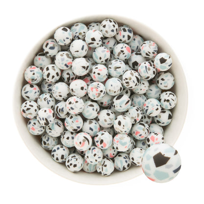 12mm Silicone Round Print Beads Terrazo from Cara & Co Craft Supply