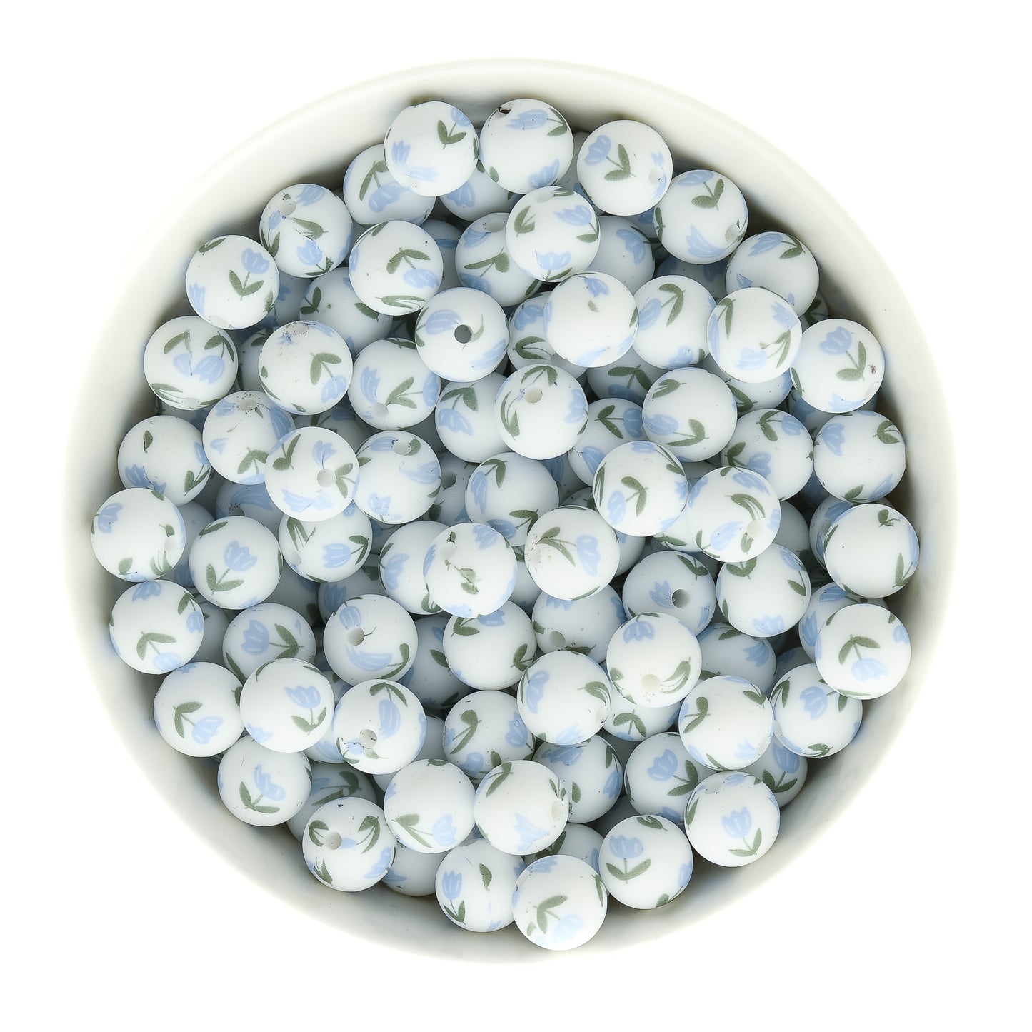 12mm Round Print Tulips Silicone Beads for crafting from Cara & Co Craft Supply