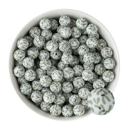 12mm Silicone Round Print Beads Winter Floral from Cara & Co Craft Supply