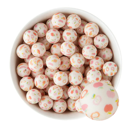 15mm Silicone Round Print Beads Apples from Cara & Co Craft Supply
