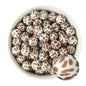 15mm Silicone Round Print Beads Brown Cow from Cara & Co Craft Supply