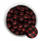 15mm Silicone Round Print Beads Buffalo Plaid from Cara & Co Craft Supply