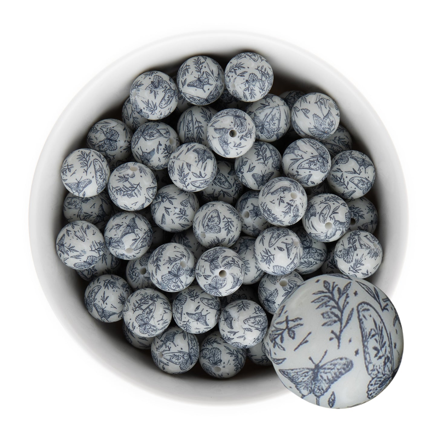 15mm Silicone Round Print Beads Evening Butterflies from Cara & Co Craft Supply