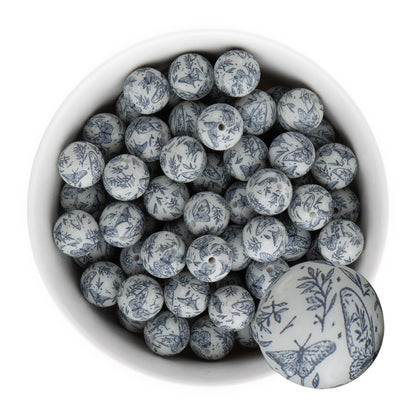 15mm Silicone Round Print Beads Evening Butterflies from Cara & Co Craft Supply