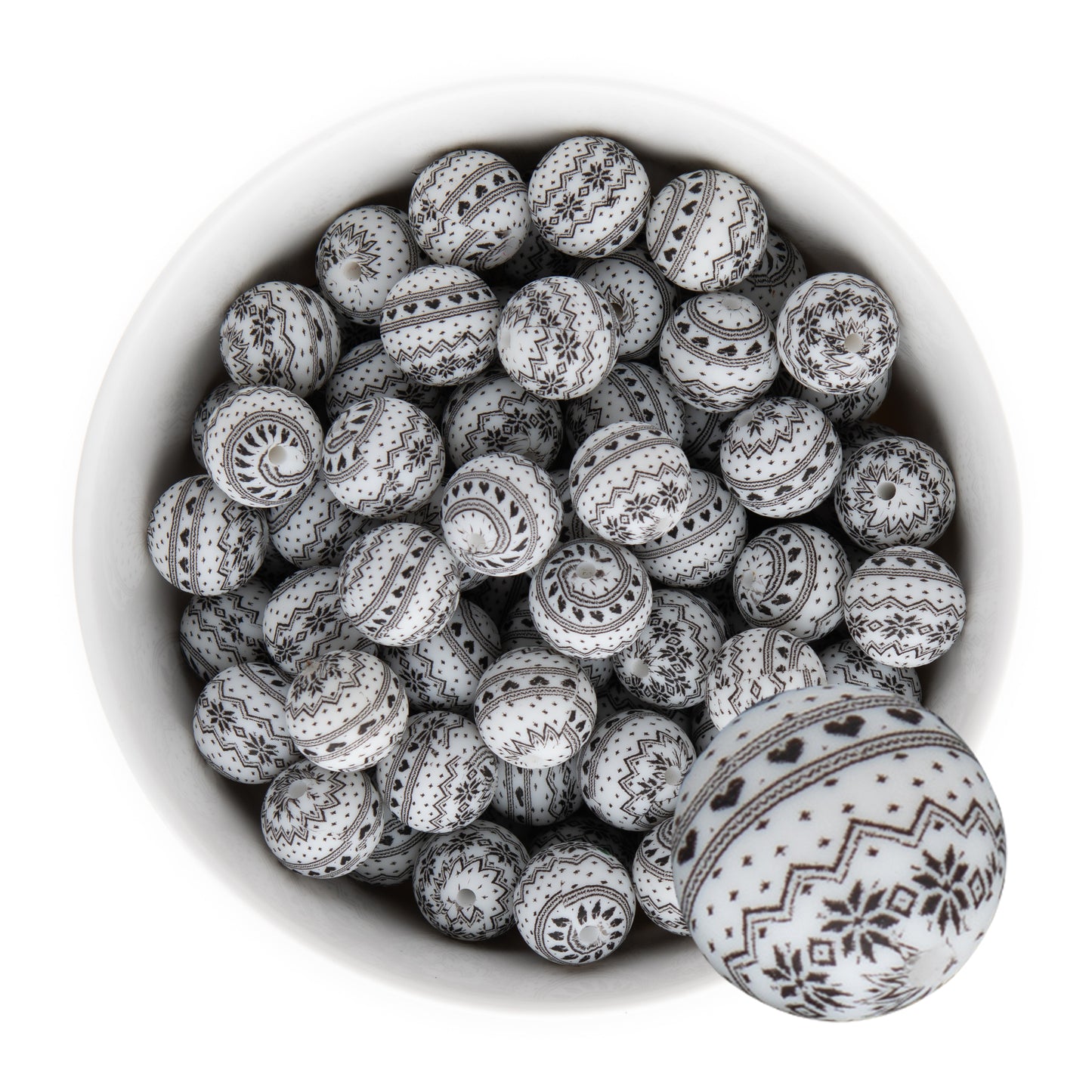 15mm Silicone Round Print Beads Fair Isle Sweater from Cara & Co Craft Supply
