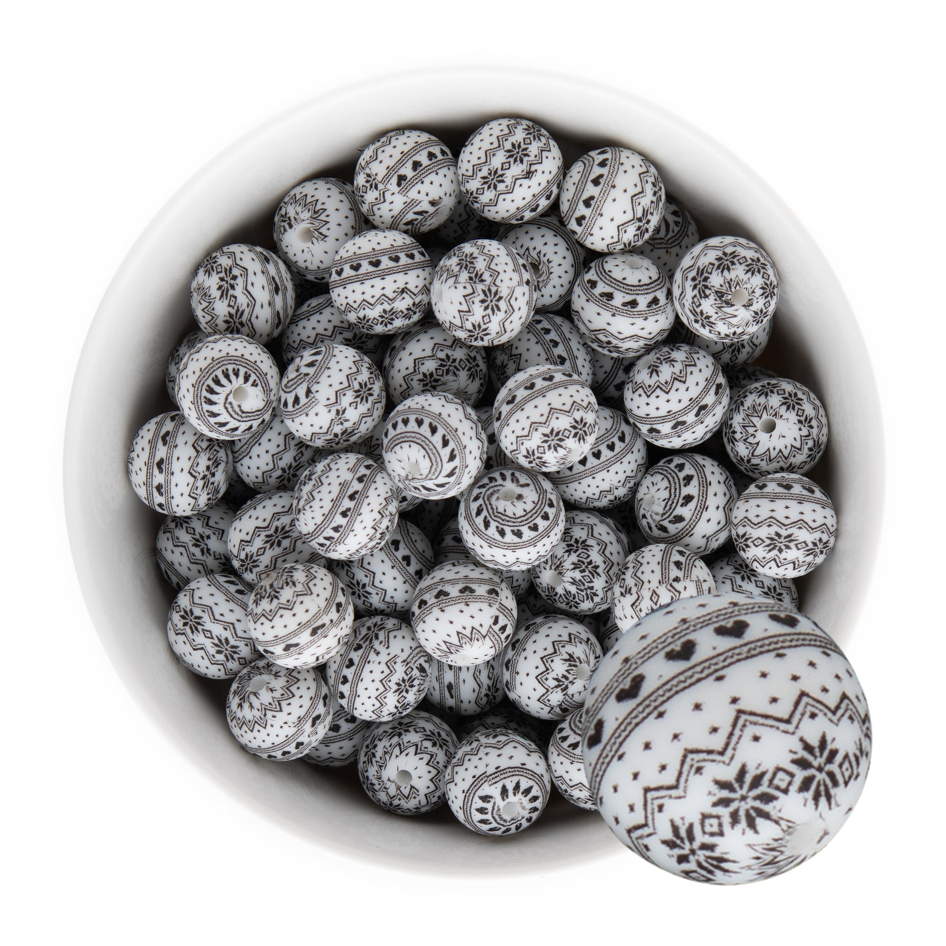 15mm Silicone Round Print Beads Fair Isle Sweater from Cara & Co Craft Supply