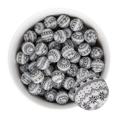 15mm Silicone Round Print Beads Fair Isle Sweater from Cara & Co Craft Supply