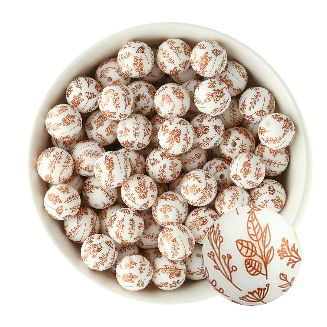 15mm Silicone Round Print Beads Heirloom from Cara & Co Craft Supply