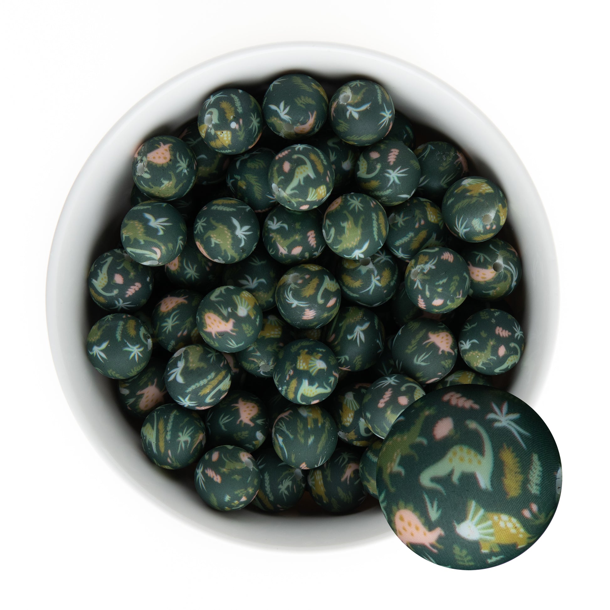 15mm Silicone Round Print Beads Jurassic from Cara & Co Craft Supply