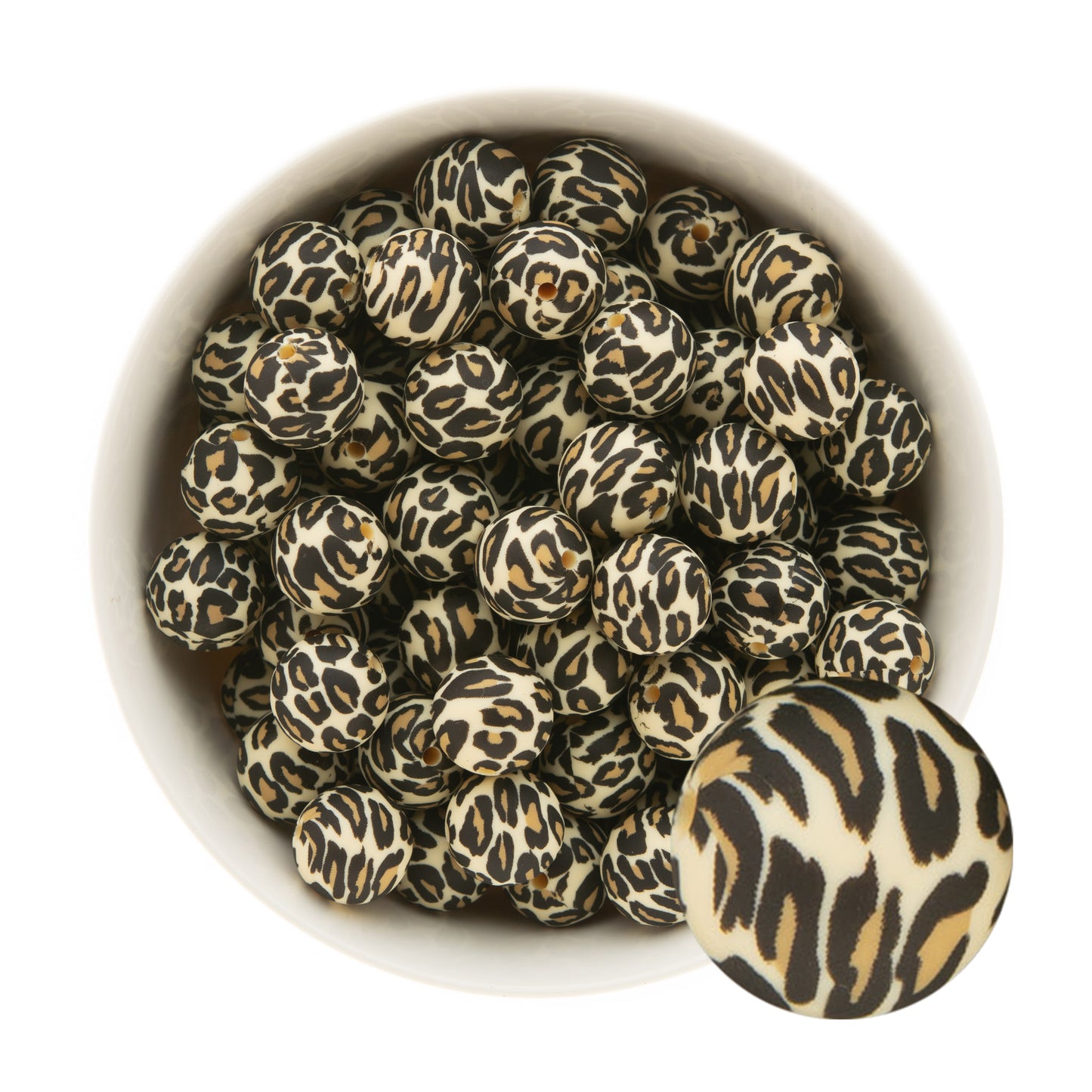 15mm Silicone Round Print Beads Leopard from Cara & Co Craft Supply