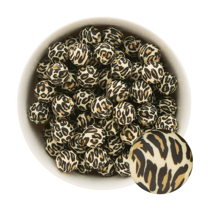 15mm Silicone Round Print Beads Leopard from Cara & Co Craft Supply