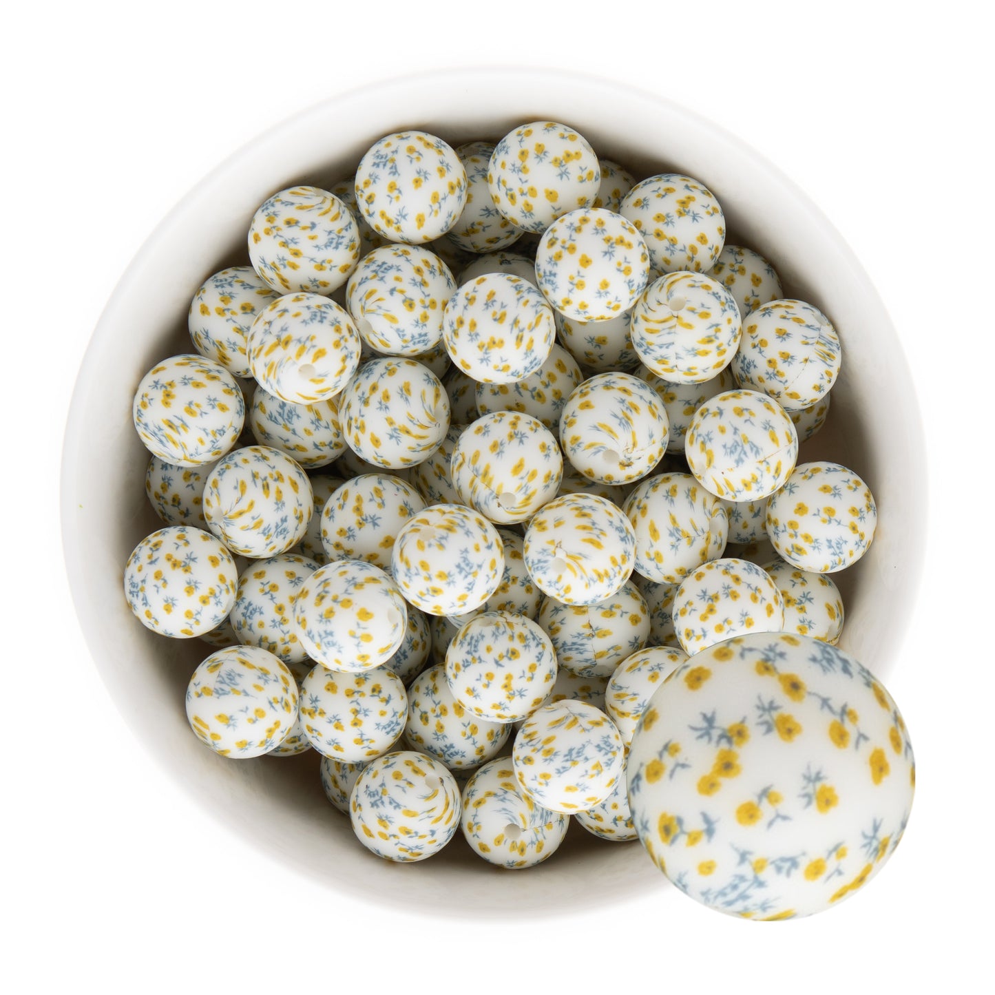 15mm Silicone Round Print Beads Prairie Floral from Cara & Co Craft Supply