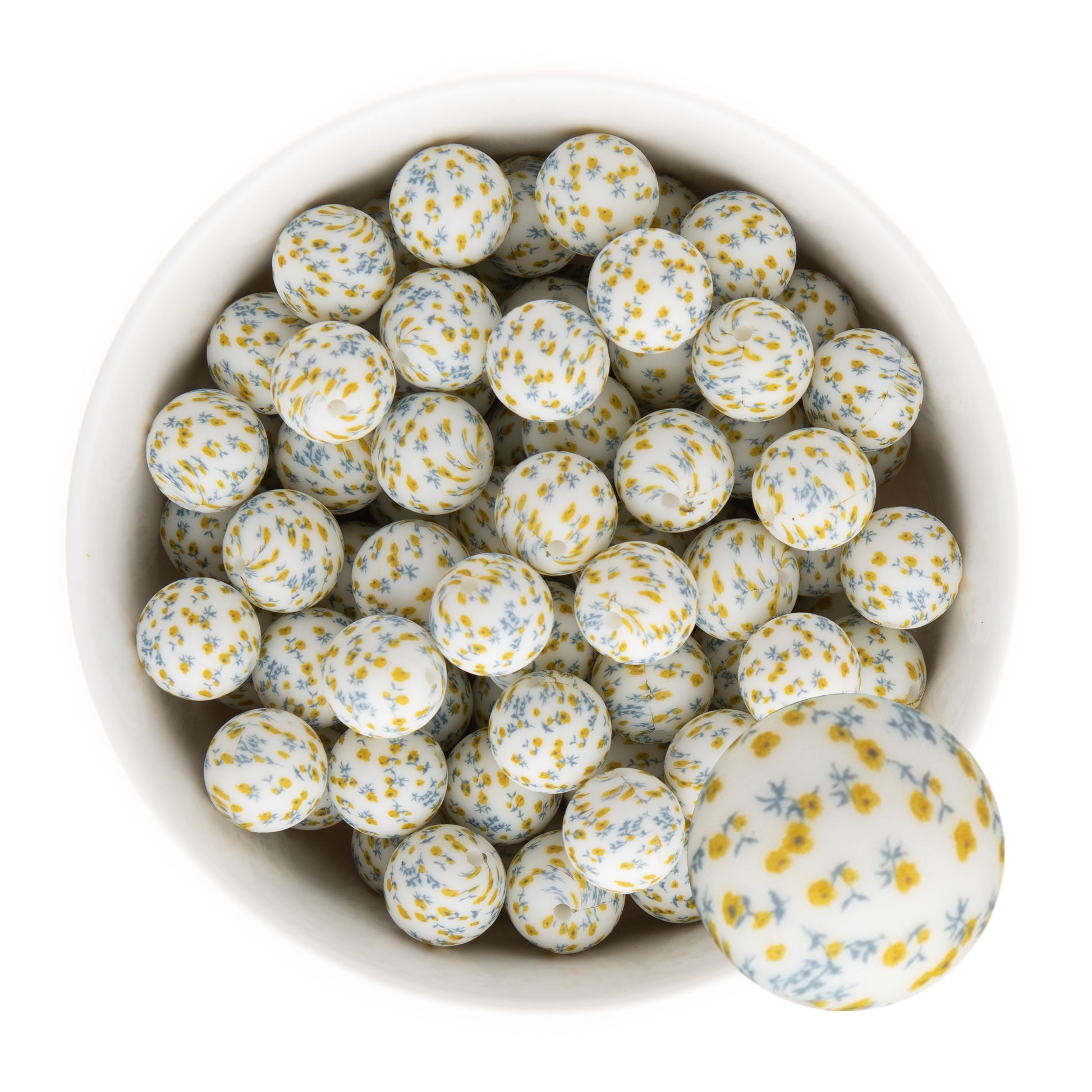 15mm Silicone Round Print Beads Prairie Floral from Cara & Co Craft Supply