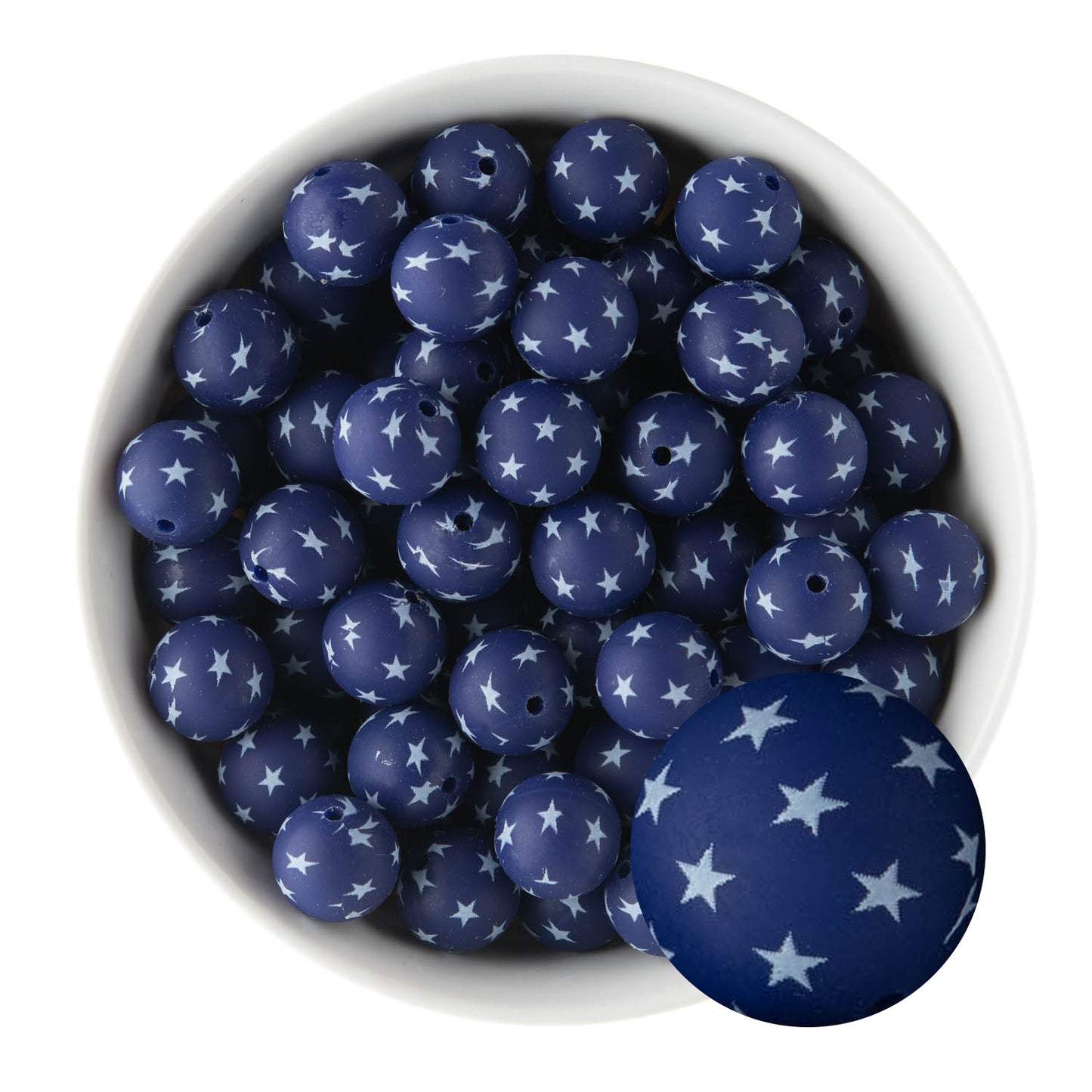 15mm Silicone Round Print Beads Stars from Cara & Co Craft Supply