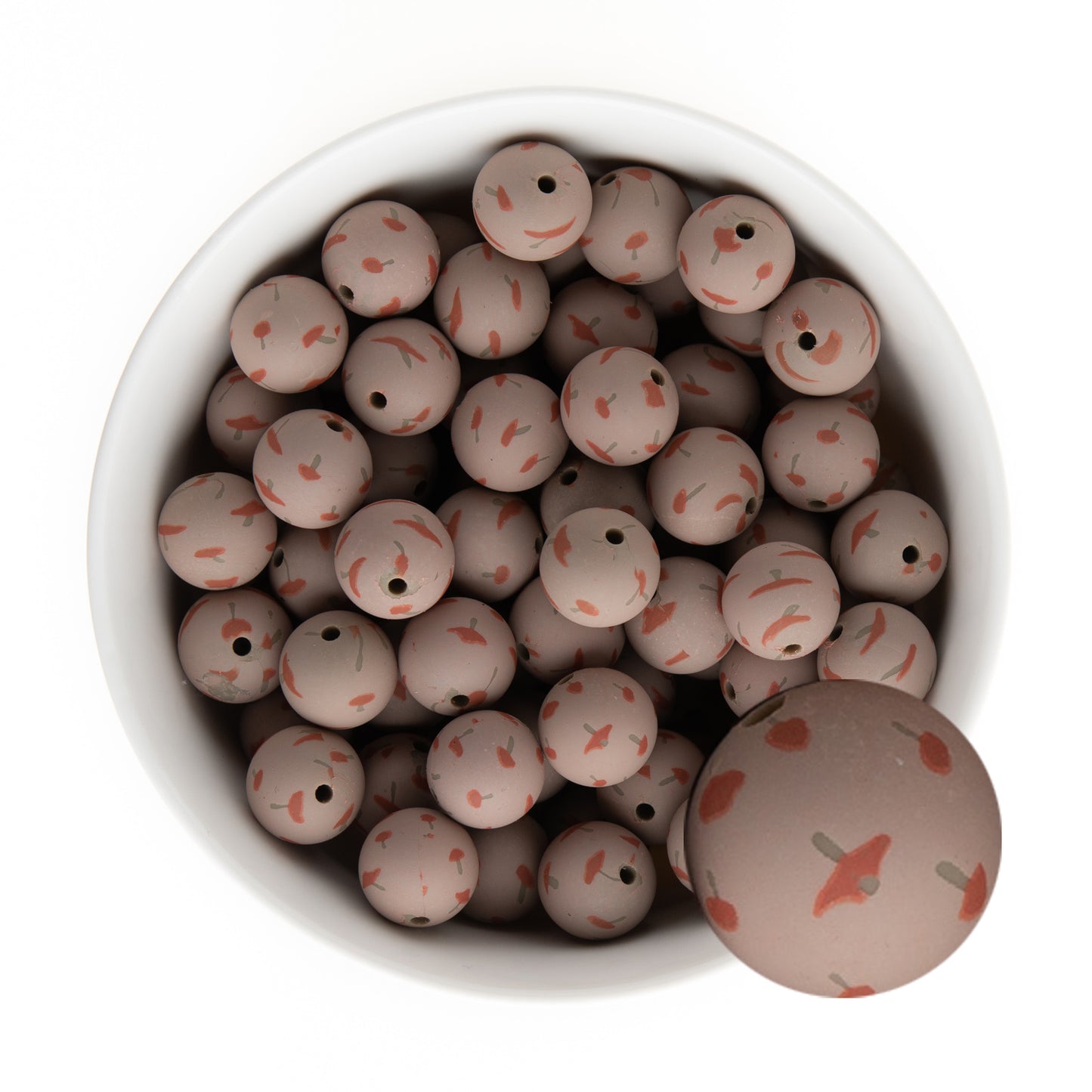 Printed Silicone Round Beads