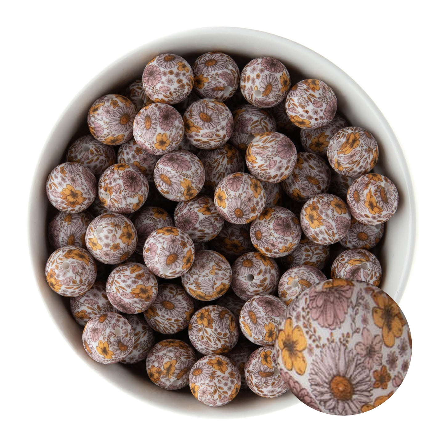 15mm Silicone Round Print Beads Wildflower from Cara & Co Craft Supply