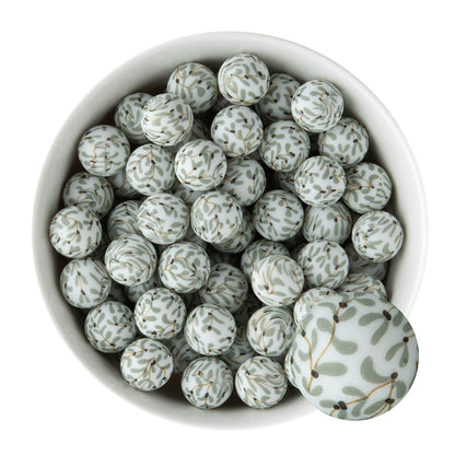 15mm Silicone Round Print Beads Winter Floral from Cara & Co Craft Supply