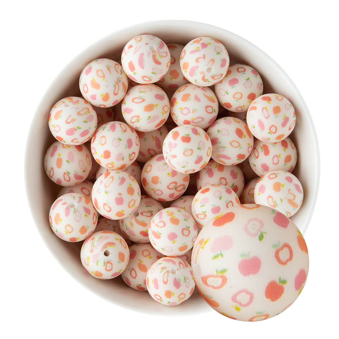 19mm Silicone Round Print Beads Apples from Cara & Co Craft Supply